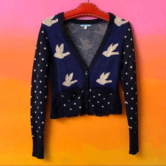 Anthropologie Sweaters - leifnotes by anthro • ruffled flight sparrow bird cardigan xs